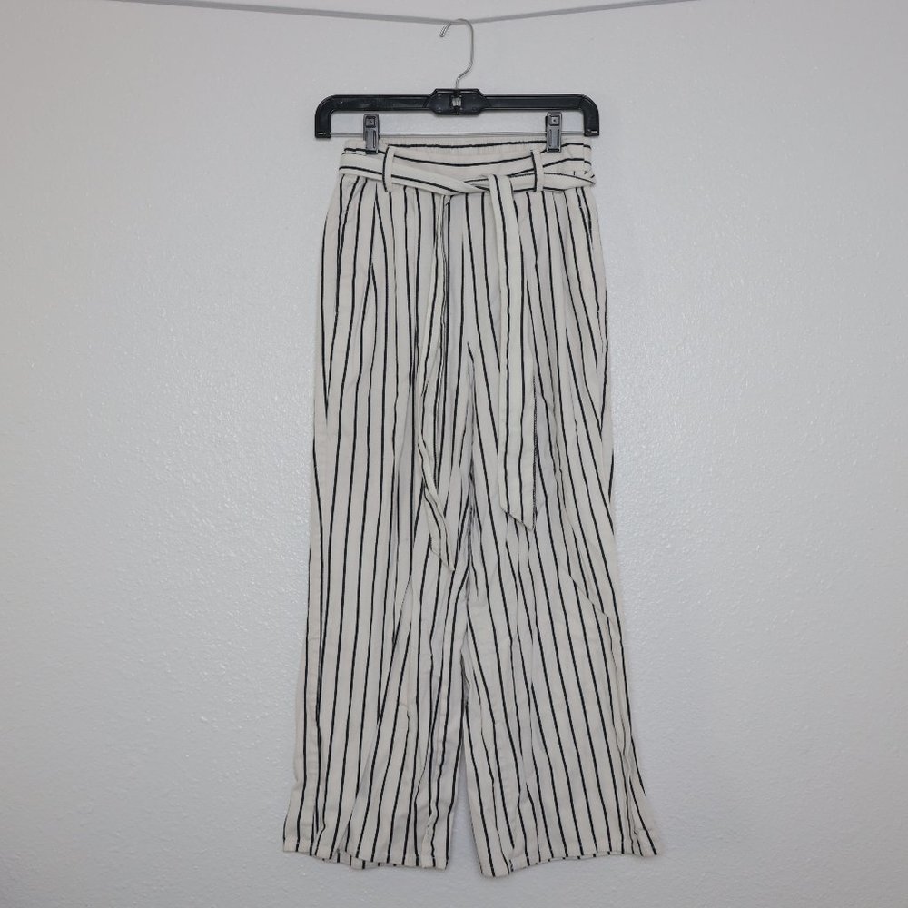Browny Standard White Stripe Pants Wide Leg